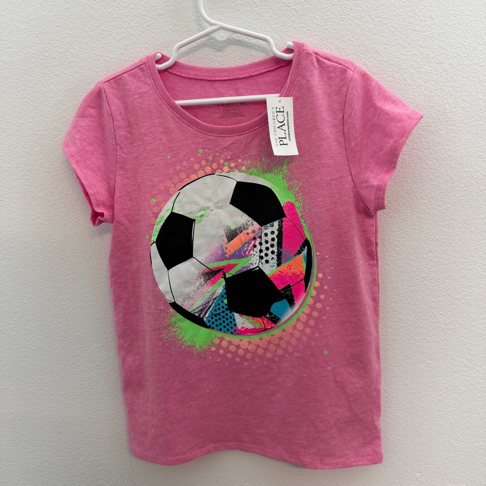 The Children’s Place Pink Soccer Graphic Tee | Girls M (7/8) | NWT